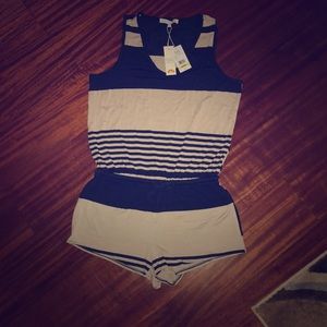 NWT navy & tan romper